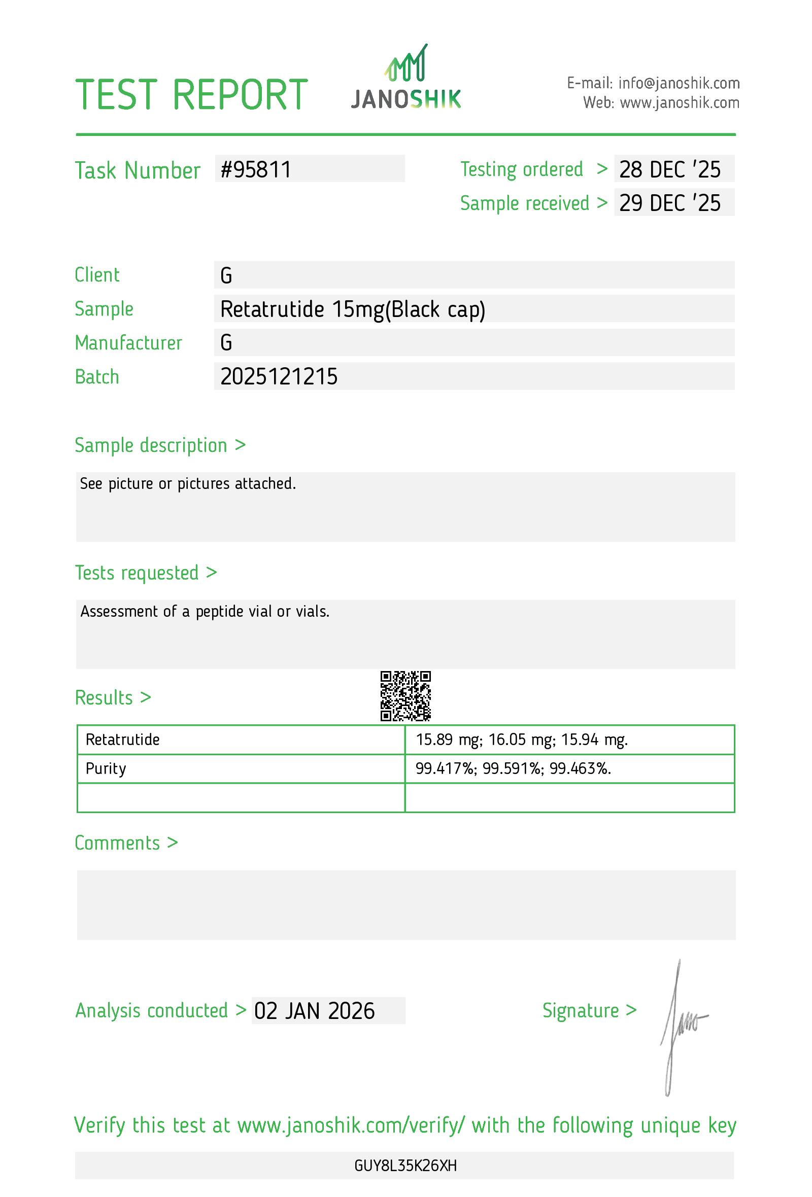 Certificate of Analysis